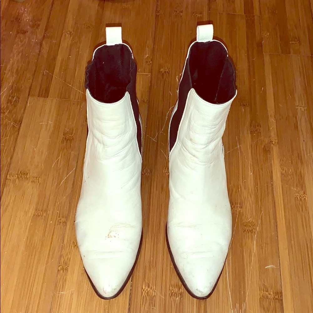 Modern Vice white leather boots